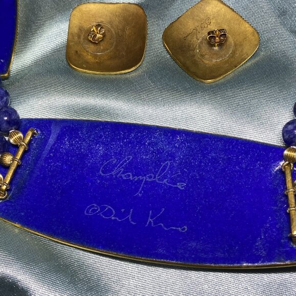 Artist David Kuo complete Champleve Jewelry set. Circa 1980. - Picture 8 of 16